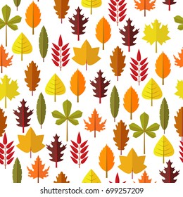 Seamless pattern with colorful autumn leaves. Vector illustration.