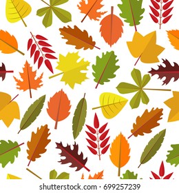 Seamless pattern with colorful autumn leaves. Vector illustration.