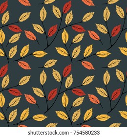 Seamless pattern with colorful autumn leaves. Stylish image can be used for wallpapers, cards, web pages, textile, linen, tile and more creative designs.