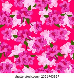 A seamless pattern of colorful Azalea flower. flower background. vector illustration. 