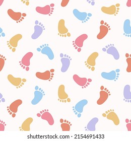 Seamless Pattern Colorful Baby Footprints Stock Vector (Royalty Free ...