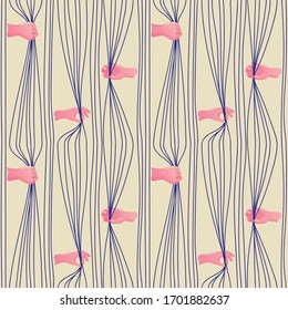 seamless pattern colorful for background hands hold lines. Pattern for poster, card, wallpaper. Vector illustration.