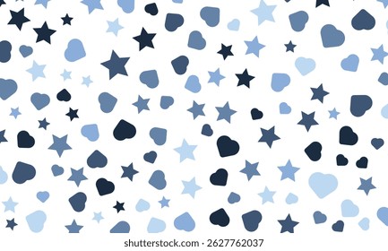 Seamless pattern colorful background. little white stars and hearts. vector texture. trend print for textiles and wallpaper.