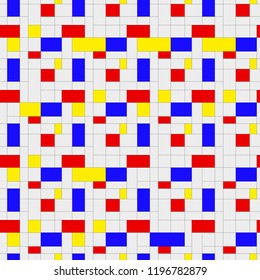 Seamless pattern. Colorful background in mondrian style. Vector illustration. Abstract background of colored rectangles. eps10