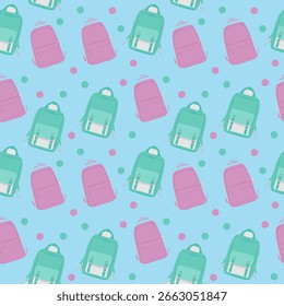 Patrón sin fisuras con Ilustraciones de mochila coloridas para Diseños creativos