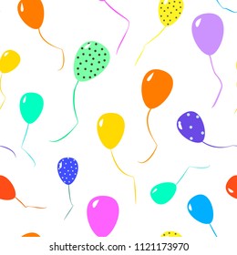 Seamless pattern of colorful ballons cartoon style vector illustration on white background