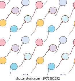 Seamless Pattern of Colorful Balloon Design on White Background