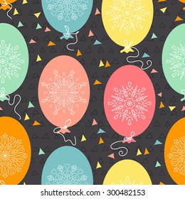 Seamless pattern of colorful balloons for Holiday celebration. Vector illustration.