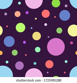 Seamless pattern of colorful balloons on a purple background