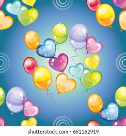 Seamless pattern with colorful balloons on blue background vector illustration