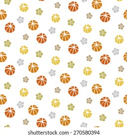 Seamless pattern of colorful balls and flowers