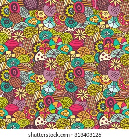 seamless pattern with colorful balls and flowers