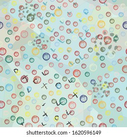 Seamless Pattern with colorful Balls. Scandinavian Style. Vector Illustration
