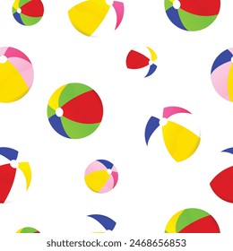 Seamless pattern with colorful beach balls