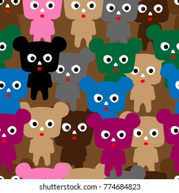 Seamless pattern with colorful bear