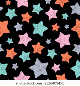 Seamless pattern with colorful big stars