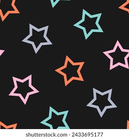 Seamless pattern with colorful big stars