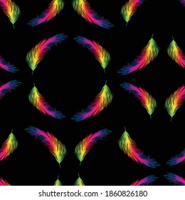 Seamless pattern of colorful bird feathers