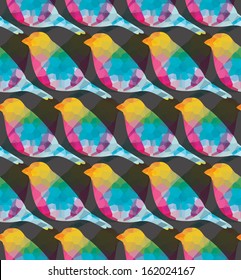Seamless pattern with colorful birds