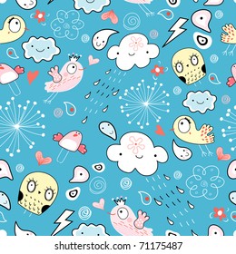 seamless pattern of colorful birds