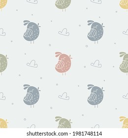 Seamless pattern with colorful birds . Great for fabric, textile, gift wrap. Colorful background.	