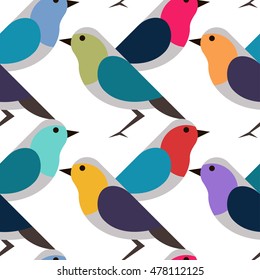 Seamless pattern with colorful birds.Vector vintage print.Textile texture