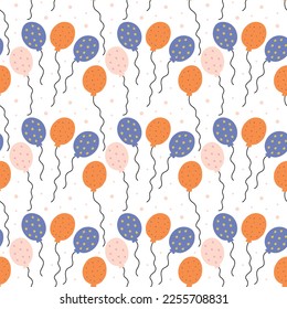 Seamless pattern colorful birthday balloon. Festive kids vector background Birth Day party decorations for print, textile, wrapping paper, fabric