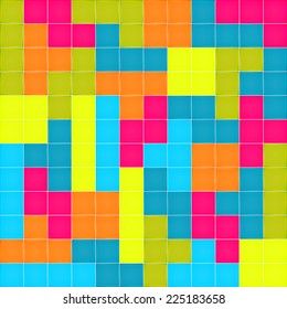 Seamless pattern with colorful blocks puzzle. Vector seamless texture for wallpapers, pattern fills, web page backgrounds