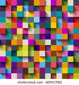 Seamless pattern of colorful blocks with shadow, eps10 vector