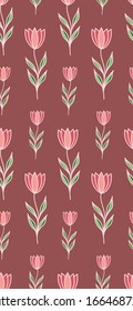 Seamless Pattern with colorful and blooming, abstract tulips