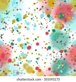 Seamless pattern with colorful blurred circles.  Background tile for winter holidays. Abstract texture template.