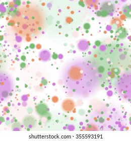 Seamless pattern with colorful blurred circles.  Background tile for winter holidays. Abstract texture template.