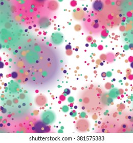 Seamless pattern with colorful blurred circles.  Background tile for winter holidays. Abstract texture template.