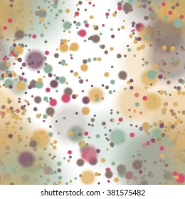 Seamless pattern with colorful blurred circles.  Background tile for winter holidays. Abstract texture template.