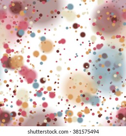Seamless pattern with colorful blurred circles.  Background tile for winter holidays. Abstract texture template.