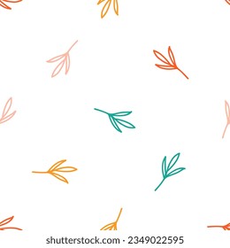Seamless pattern with colorful with boho outline flower leaves