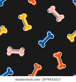 Seamless pattern with colorful bones