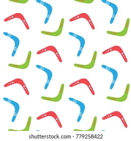 Seamless pattern with colorful boomerangs on white background