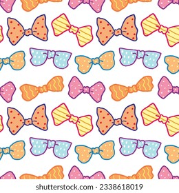 Seamless Pattern with Colorful Bow Design on White Background