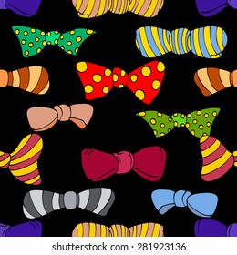 Seamless pattern of colorful bow tie. Vector illustration
