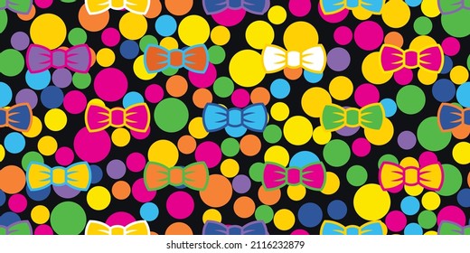 Seamless pattern with colorful bows on colorful background.