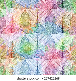 Seamless pattern with colorful bright leaves. Vector illustration, EPS10.