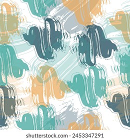 Seamless pattern of colorful brush strokes on white background Mulri colored bold brush strokes seamless pattern. 