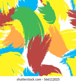 Seamless pattern of colorful brush strokes on white background