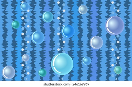 Seamless pattern - colorful bubbles under water.