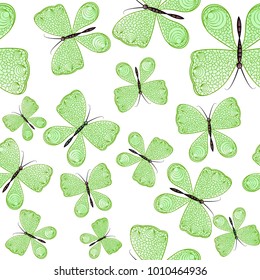 Seamless pattern with colorful butterflies 