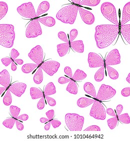 Seamless pattern with colorful butterflies 