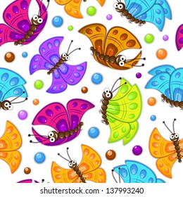 Seamless pattern with colorful butterflies.