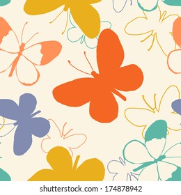 Seamless pattern with colorful butterflies