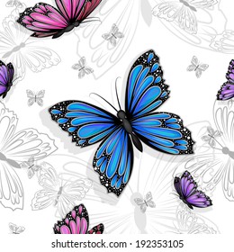 Patrón transparente con mariposas coloridas